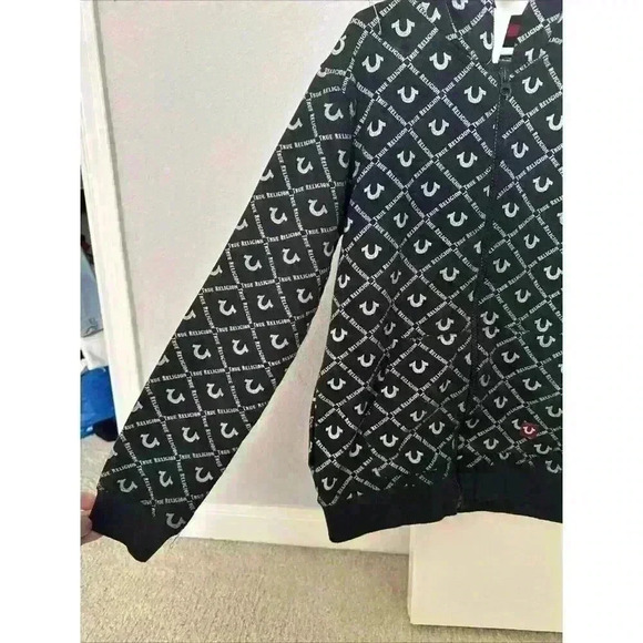 True Religion Youth Size Small Full Zip Up Horseshoe Logo Hoodie Sweatshirt - Picture 3 of 6